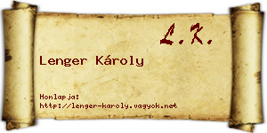 Lenger Károly névjegykártya